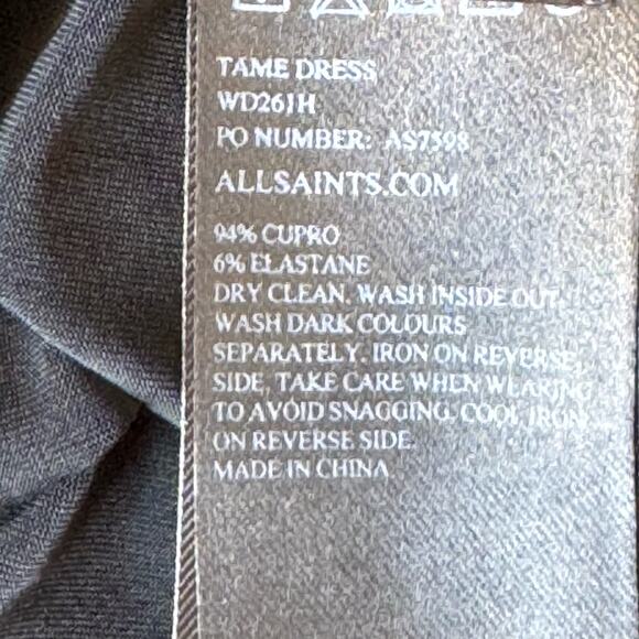 Allsaints Tame Dress Black Size‎ Small Faux Wrap Assymetrical Hem - Picture 10 of 12